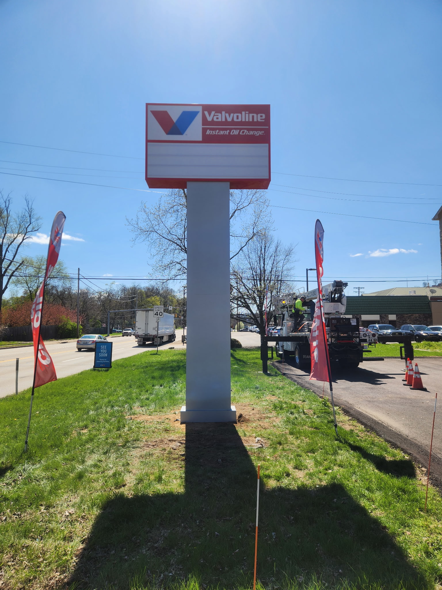 Valvoline exterior sign installation